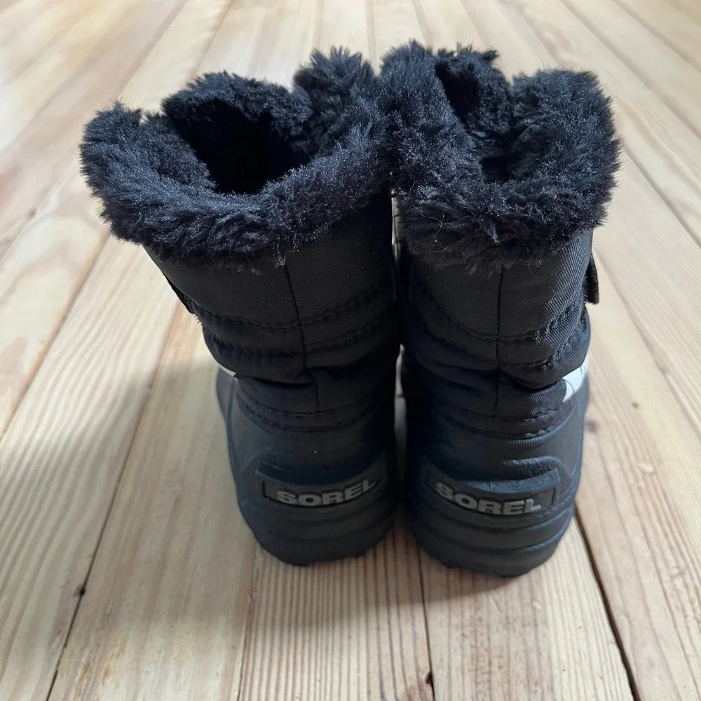 Sorel Snow Commander Black Waterproof Faux Fur Toddler Boots winter Size 4
